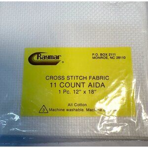 Raymar Cross Stitch Fabric Aida 11 Count 12" x 18" Cotton Machine Washable